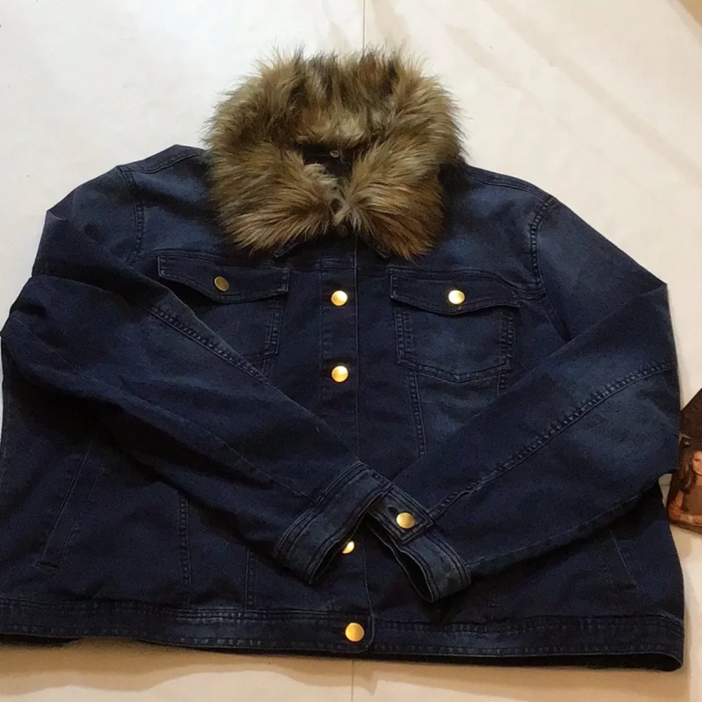 NWT IMAN WOMEN DENIM  BLUE WASH LONG SLEEVES JACKET SZ 2XL - Picture 11 of 11